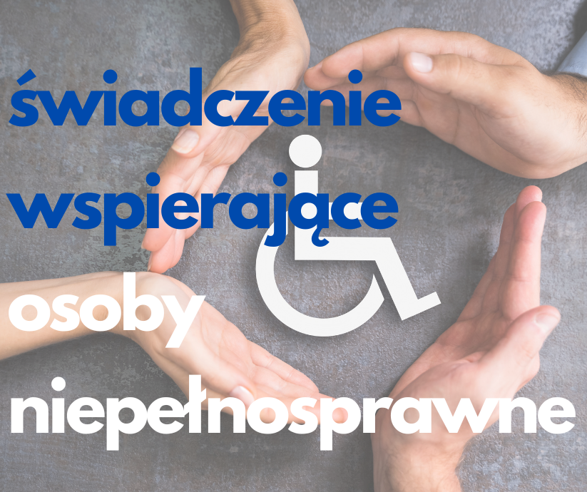 dłonie wspierające wokół symbolu osoby niepełnosprawnej (grafika UM Cieszyn)